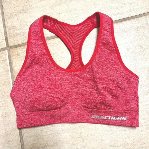 Skechers Small Sports Bra Red Pullover Wireless Removable Pads Racerback size S - Picture 1 of 4
